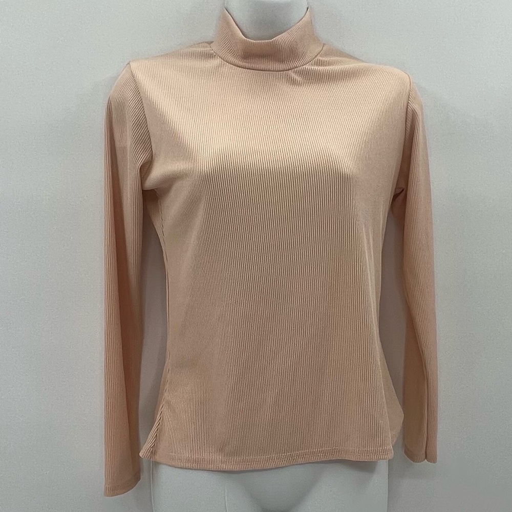 Boohoo Pink High Neck Short Sleeve Ribbed Top Sz10